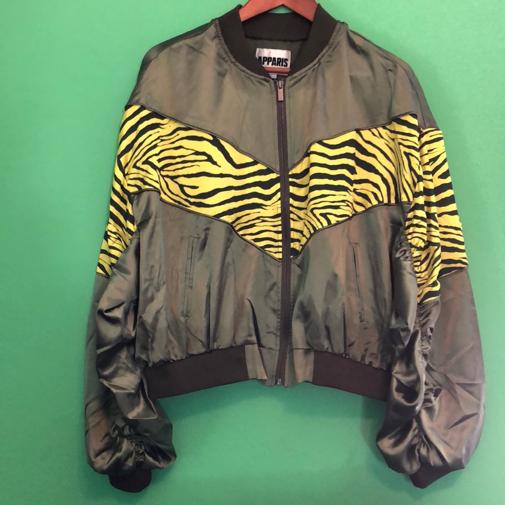 NWT Apparis Holly Blazing Zebra Bomber Jacket L
